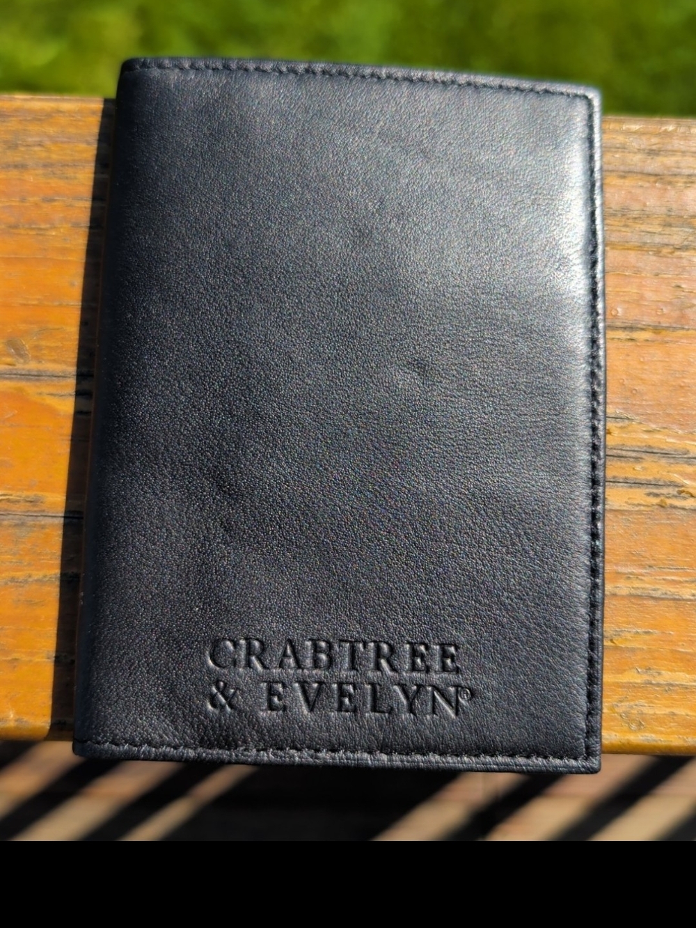 Crabtree & Evelyn Black Full Grain Lambskin Passport Case